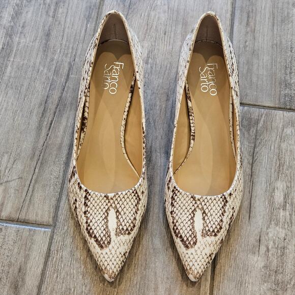 Franco Sarto Block Heel Pumps Women’s 10 Neutral Python Snake Print NEW Timeless - Picture 3 of 11